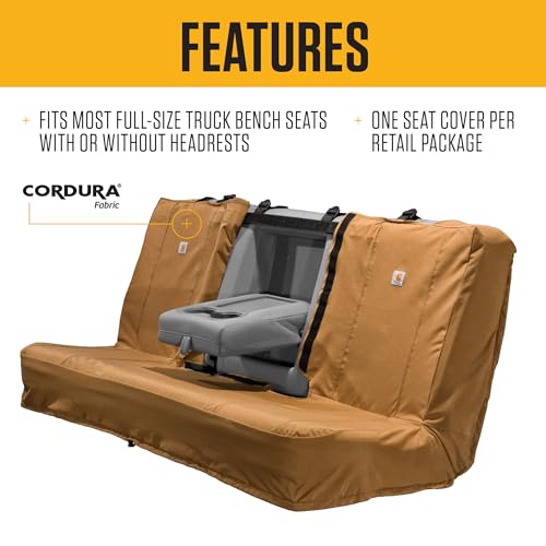 Carhartt Universal Nylon Duck Canvas Automotive Bench Seat Covers, Durable Fitted Full-Size Bench Seat Protection with Rain Defender, Gravel - Image 2