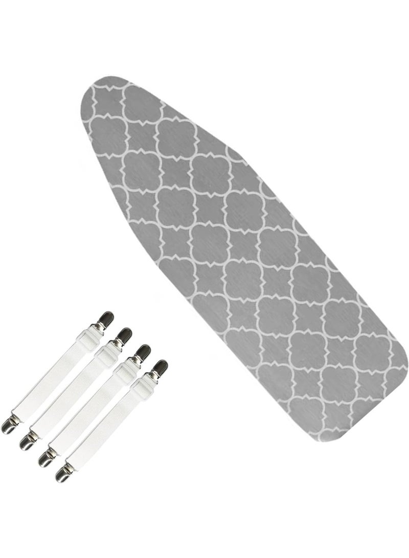 ZOXITY Deluxe Ironing Board Cover 110x34CM, Cotton Large Iron Board Cover with 5mm pad and 4 Elastic Fasteners, Durable Thick Padding, Heat Resistance - Image 1