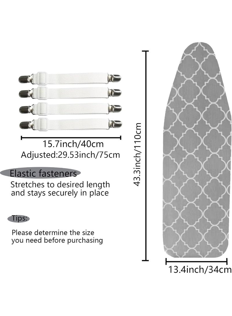 ZOXITY Deluxe Ironing Board Cover 110x34CM, Cotton Large Iron Board Cover with 5mm pad and 4 Elastic Fasteners, Durable Thick Padding, Heat Resistance - Image 2
