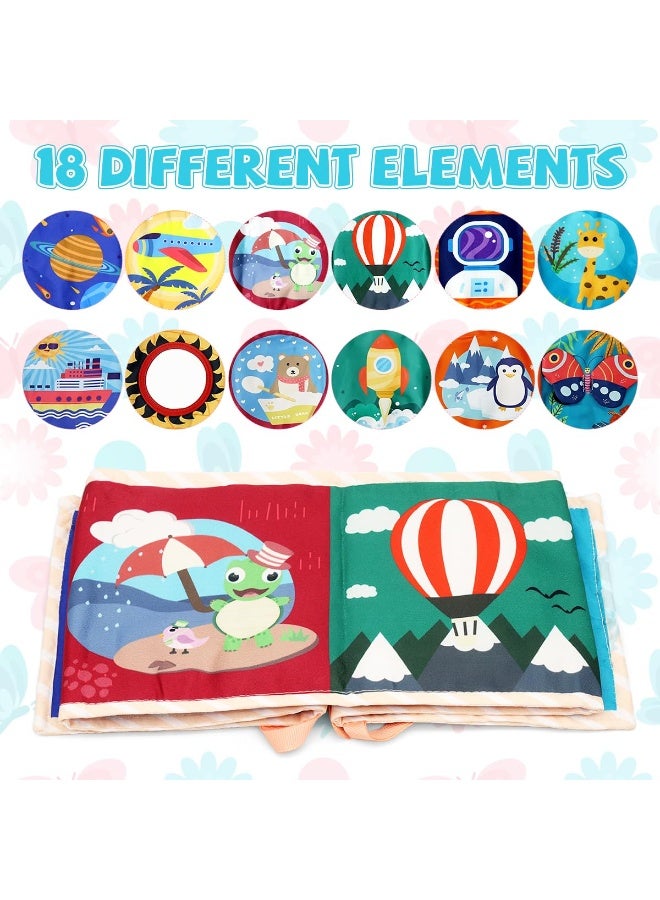 Colorful Cloth Book Toy With Mirror For Kids, Double-sided Crib Tummy Time Toys for Babies, High Contrast Montessori Visual Stimulation Washable Baby Toys, Newborn Babies Boy Girl Gift - Image 4