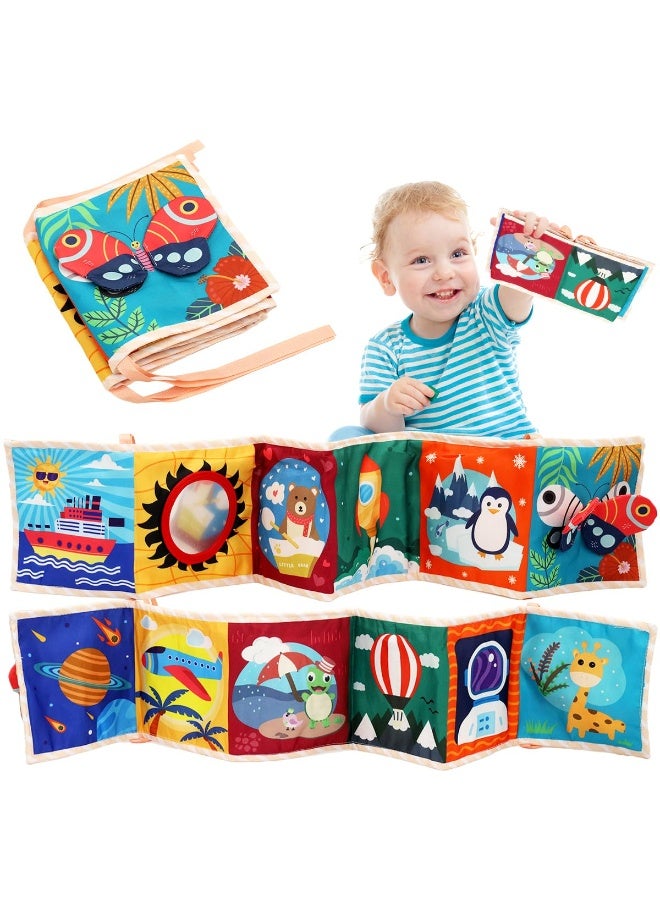 Colorful Cloth Book Toy With Mirror For Kids, Double-sided Crib Tummy Time Toys for Babies, High Contrast Montessori Visual Stimulation Washable Baby Toys, Newborn Babies Boy Girl Gift - Image 5