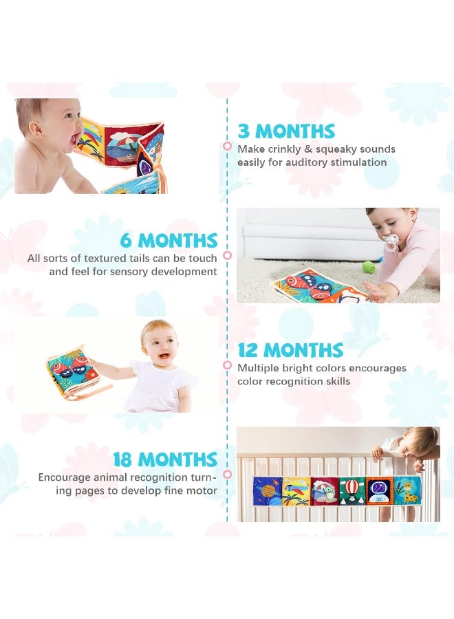 Colorful Cloth Book Toy With Mirror For Kids, Double-sided Crib Tummy Time Toys for Babies, High Contrast Montessori Visual Stimulation Washable Baby Toys, Newborn Babies Boy Girl Gift - Image 2