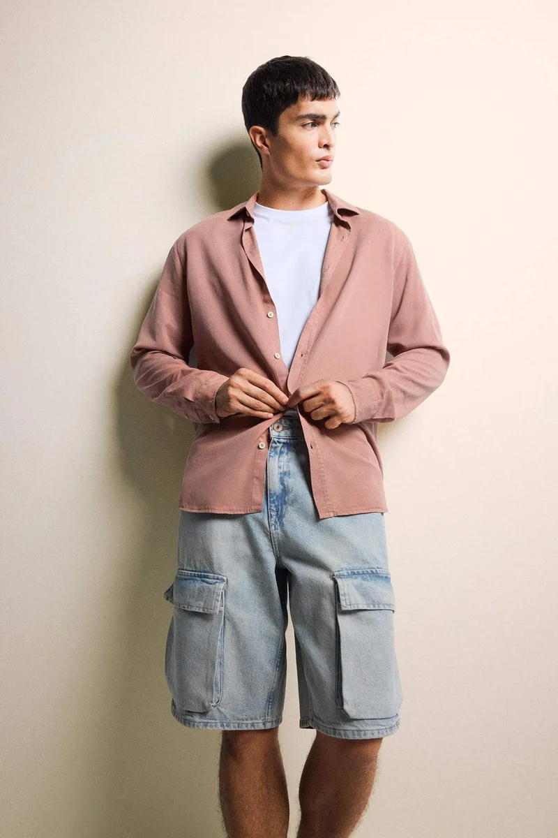 DeFacto Baggy Fit Cargo Denim Cotton Bermuda Shorts