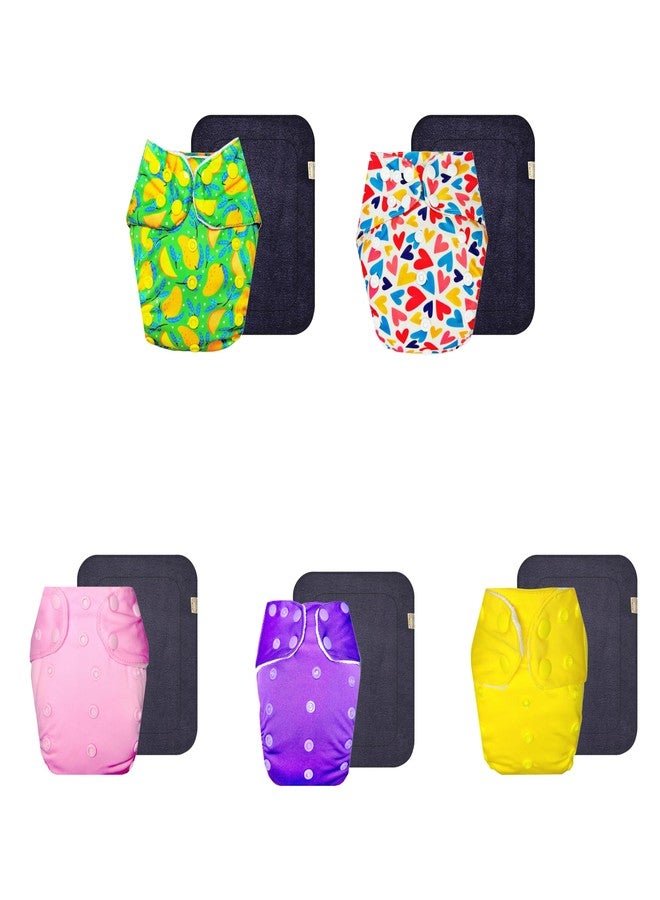 حفاضات قماشية فاخرة من دمبلدو مع حشوة رمادية (عبوة من 5) | ملائمة تمامًا | قابلة لإعادة الاستخدام والغسل | سهلة التنظيف | مناسبة للارتداء طوال اليوم | من 3 أشهر إلى 3 سنوات | للجنسين - Image 1