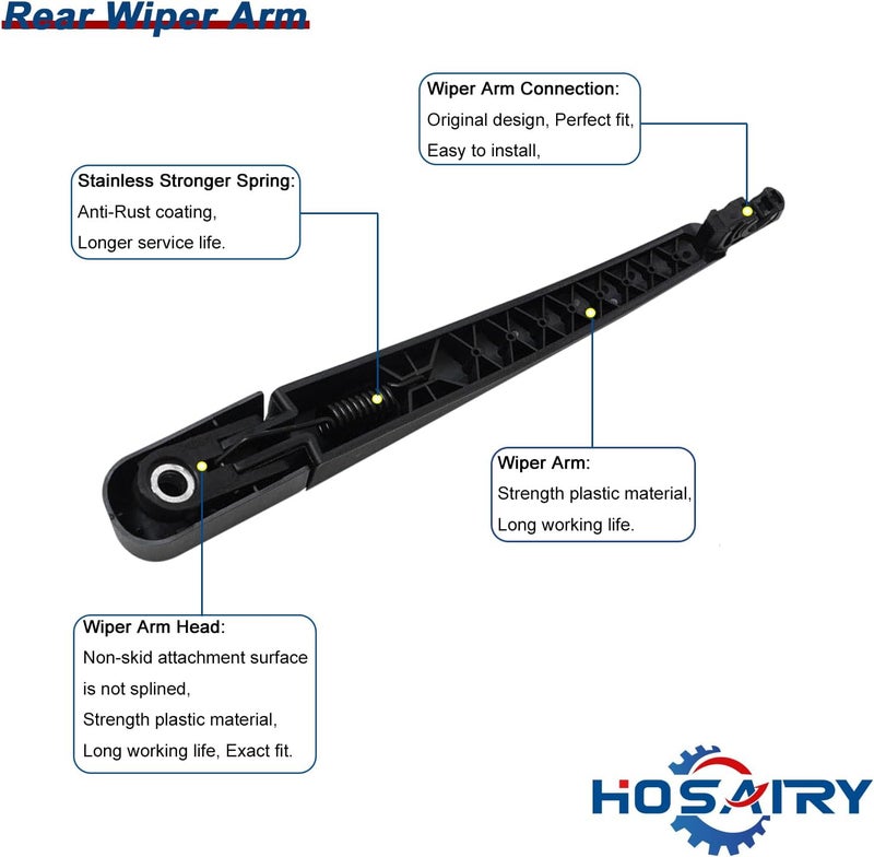 HOSAIRY مجموعة شفرة ذراع المساحات الخلفية HOSAIRY لهيونداي وكيا - Image 3