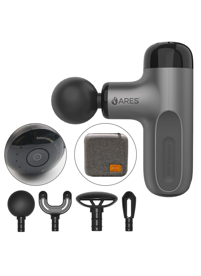 ARES Gun Massager Handheld For Muscle 5 Speed Level 4 Detachable Heads Battery Capacity 3 Cell 2500Mah Charging Time 2.5H 15Hs Work Continuous 1800-3000 Rpm  - Image 1
