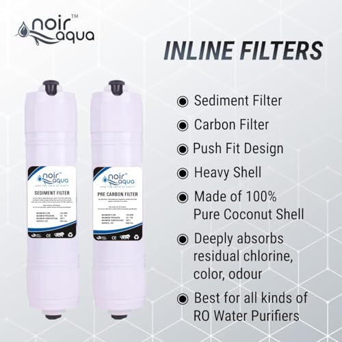 Noir Aqua Pre Carbon Filter, Sediment Filter,Advance Copper Filter and Elbow, Inline Filter Set for All RO Water Purifier - Image 2