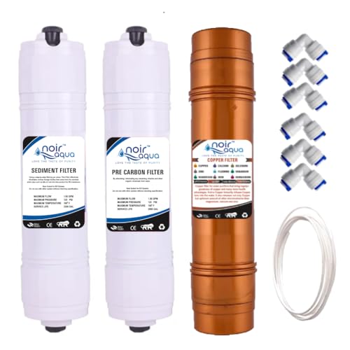 Noir Aqua Pre Carbon Filter, Sediment Filter,Advance Copper Filter and Elbow, Inline Filter Set for All RO Water Purifier - Image 1
