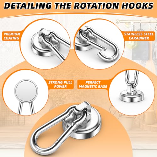 FINDMAG 10 Pack Strong Neodymium Magnetic Hooks Heavy Duty with Swivel Carabiner, 70LBS Magnet Hooks for Hanging, Magnet with Hook for Kitchen, Home, Warehouse, School - Image 5