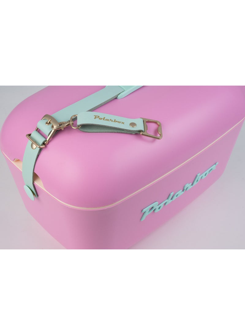 Polarbox® 20 L Ice Box - For Outdoor Use - Portable - For Drinks And Food - Storage Box - Pop - Bubblegum/Cyan Cooler with Cyan Leather Strap - Image 4