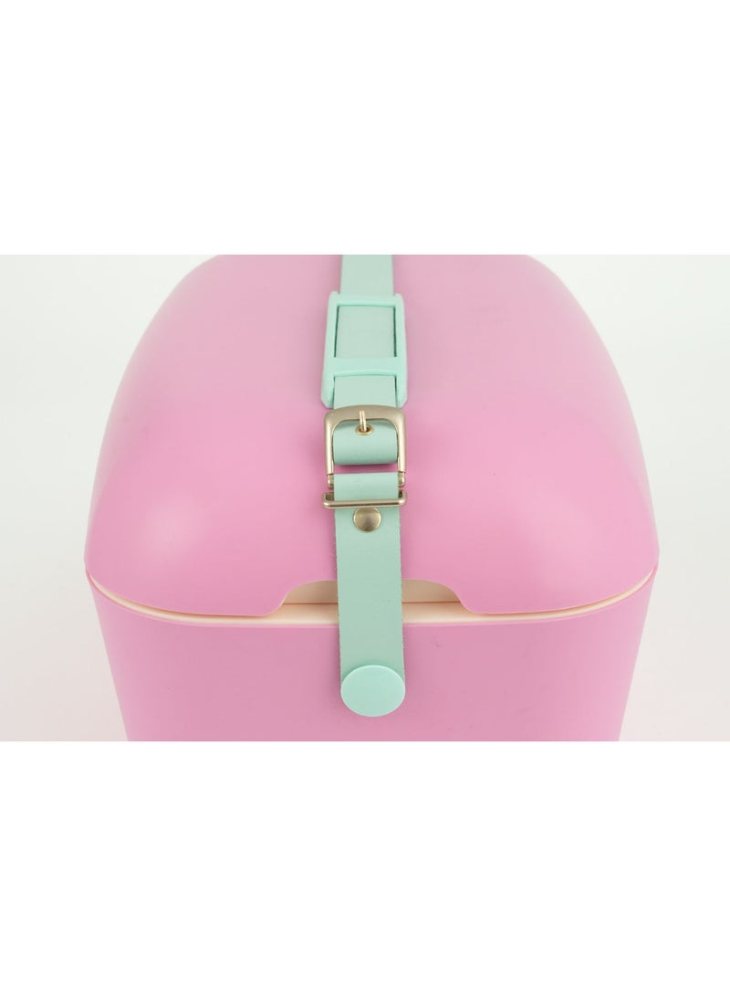 Polarbox® 20 L Ice Box - For Outdoor Use - Portable - For Drinks And Food - Storage Box - Pop - Bubblegum/Cyan Cooler with Cyan Leather Strap - Image 2