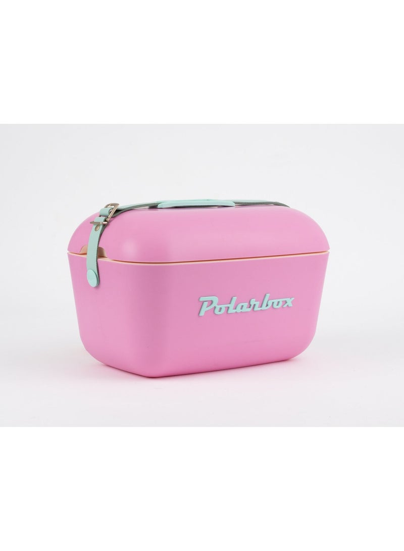 Polarbox® 20 L Ice Box - For Outdoor Use - Portable - For Drinks And Food - Storage Box - Pop - Bubblegum/Cyan Cooler with Cyan Leather Strap - Image 1