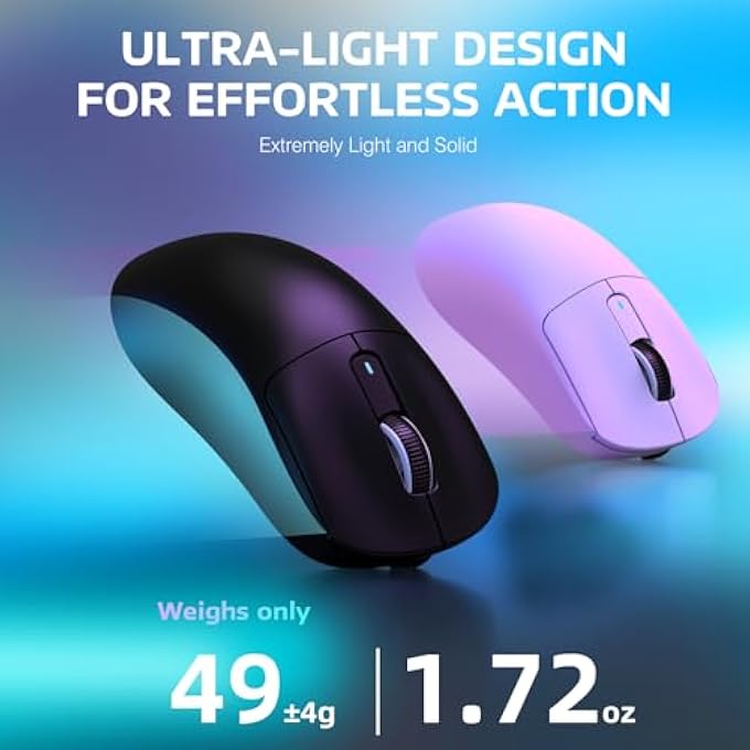 rayihni X3 LIGHTWEIGHT WIRELESS GAMING MOUSE WITH TRI-MODE 2.4G/USB-C WIRED/BLUETOOTH,UP TO 26K DPI, PAW3395 OPTICAL SENSOR,KAILH GM8.0 SWITCH,5 PROGRAMMABLE BUTTONS FOR PC/WIN/MAC(BLACK) - Image 3