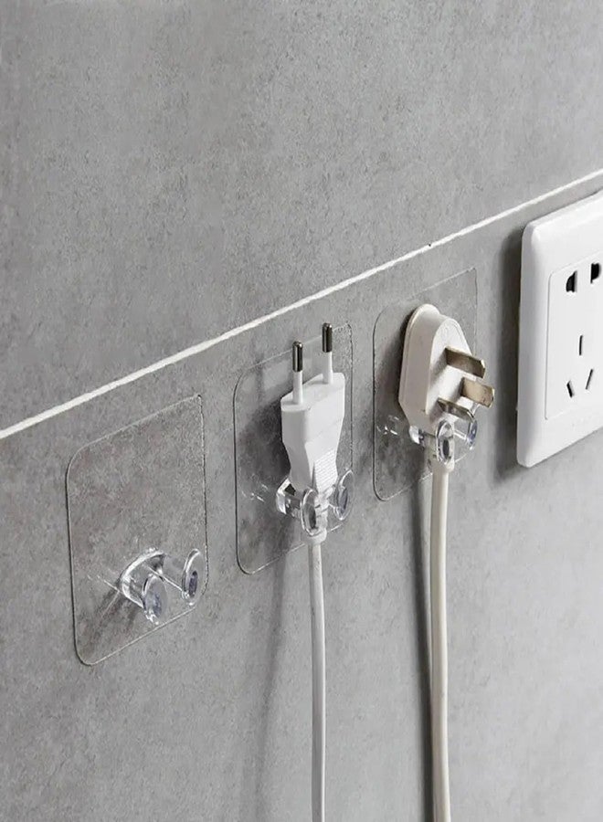 Mopslik Multifunctional Power Plugs Socket Holder Wall Mounted Transparent Self Adhesive Stick on Hook for Keys/Accessories (Pack of 2) - Image 3