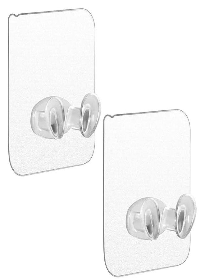 Mopslik Multifunctional Power Plugs Socket Holder Wall Mounted Transparent Self Adhesive Stick on Hook for Keys/Accessories (Pack of 2) - Image 1