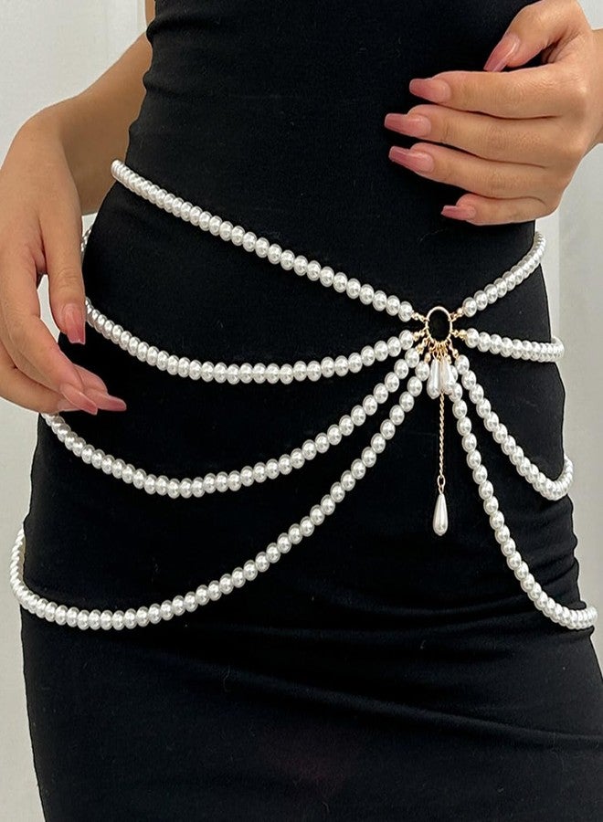 Bmirth Waist Chain Belly Tassel Body Chain Pearl Body Jewelry Layered Pearl Belt Summer Beach Body Accessories - Image 2