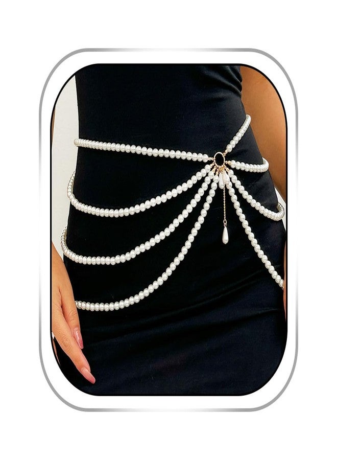 Bmirth Waist Chain Belly Tassel Body Chain Pearl Body Jewelry Layered Pearl Belt Summer Beach Body Accessories - Image 1