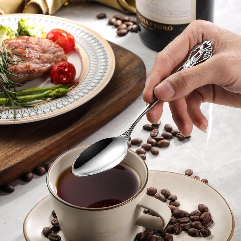 Poylim Silverware Set Service for 8 40Piece Premium Stainless Steel Flatware Set Includes Fork Spoon Knife Gorgeous Cutlery Set AntiRust Kitchen Utensils Set Silver Poylim - Image 5
