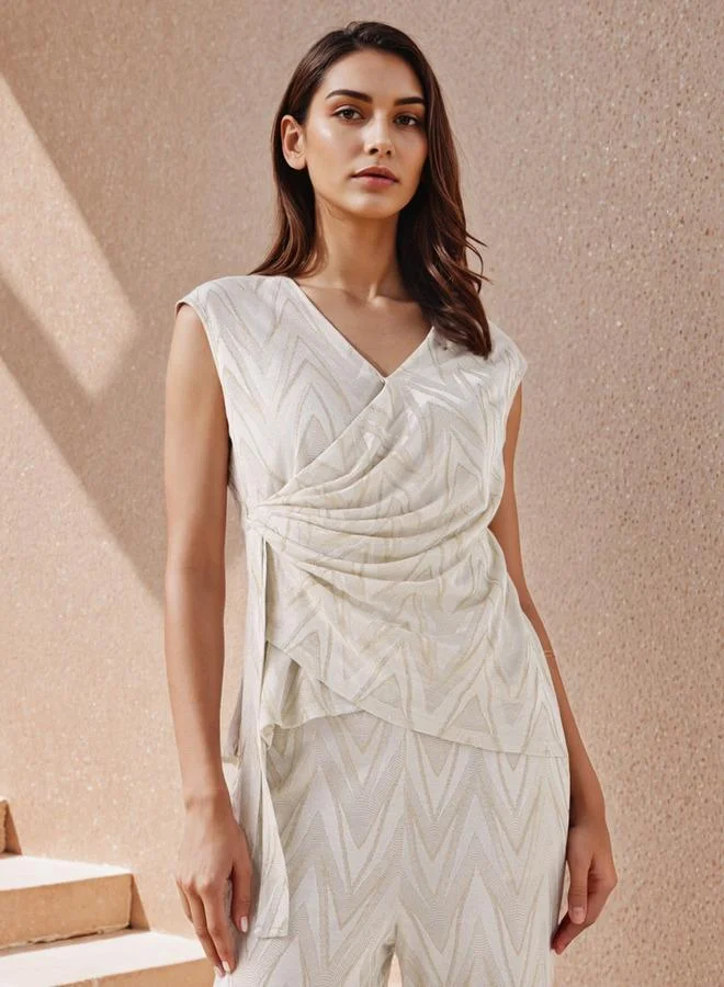 Iconic Iconic Printed Sleeveless Top with Wrap Detail