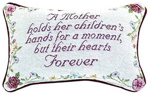 Manual Woodworker Manual 12.5 x 8.5-Inch Decorative Embroidered Word Pillow, A Mother Holds Her Children - Image 4