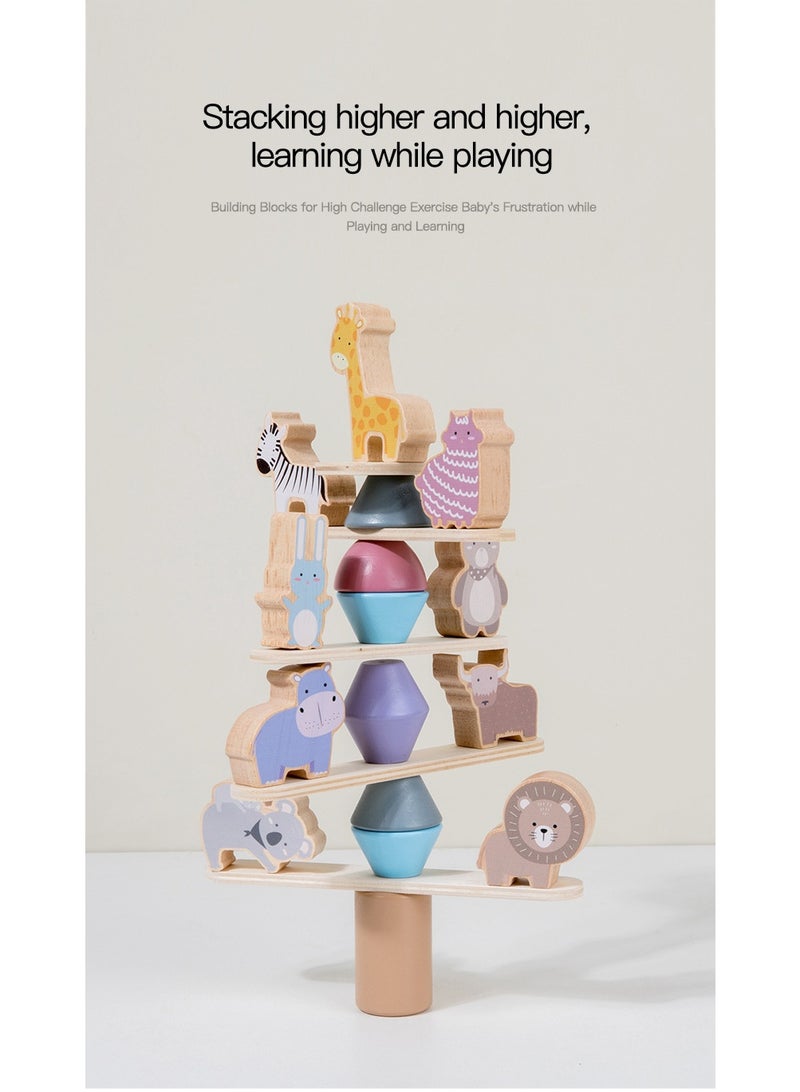 HALAMODO Wooden Animal Stacking Blocks Game | Premium Rubberwood Montessori Toy | Toddler Balancing Skill Development | For 1-3 Years Old Kids | Safe Rounded Edges Design | Color Recognition & Hand-Eye Coordination | Non-Toxic Water-Based Paint | Perfect Gift For Birthday/Children's Day - Image 2