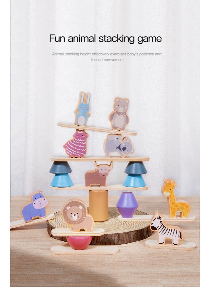 HALAMODO Wooden Animal Stacking Blocks Game | Premium Rubberwood Montessori Toy | Toddler Balancing Skill Development | For 1-3 Years Old Kids | Safe Rounded Edges Design | Color Recognition & Hand-Eye Coordination | Non-Toxic Water-Based Paint | Perfect Gift For Birthday/Children's Day - Image 5