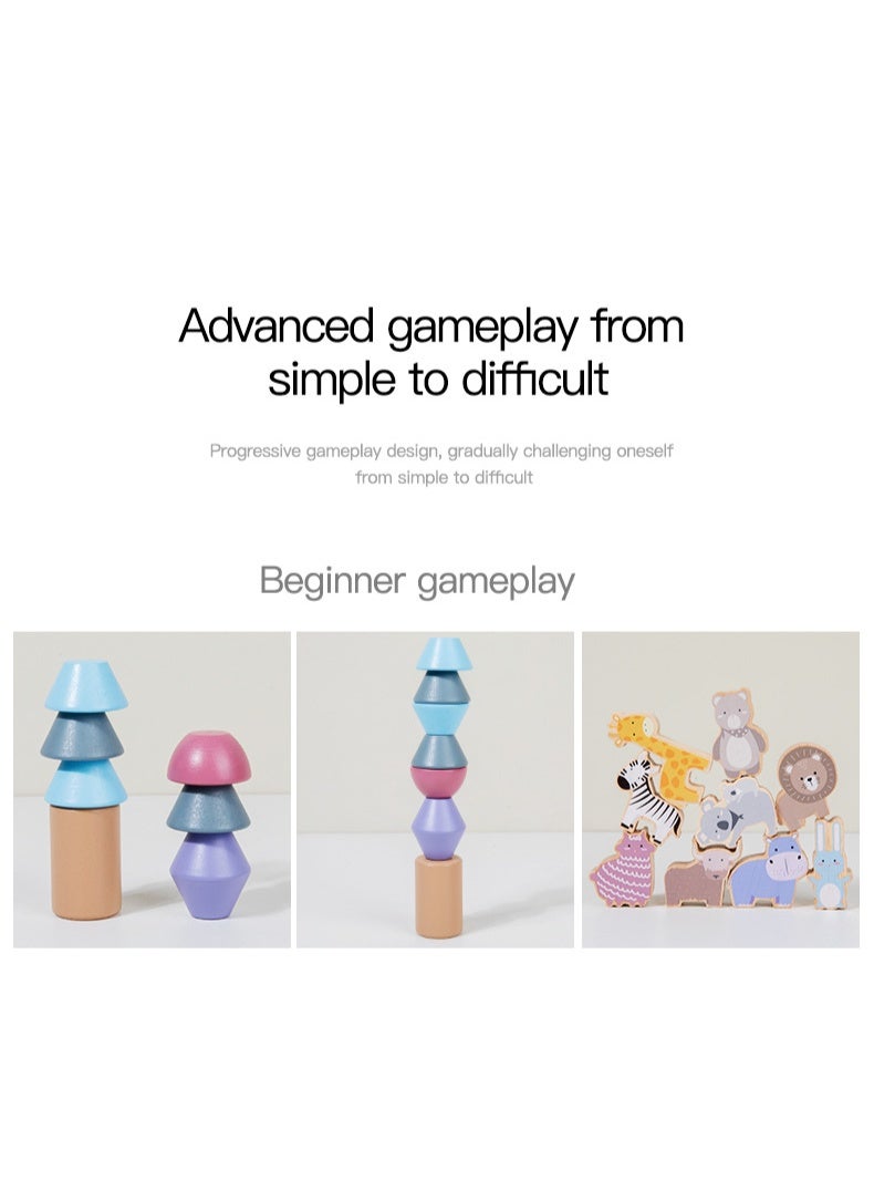 HALAMODO Wooden Animal Stacking Blocks Game | Premium Rubberwood Montessori Toy | Toddler Balancing Skill Development | For 1-3 Years Old Kids | Safe Rounded Edges Design | Color Recognition & Hand-Eye Coordination | Non-Toxic Water-Based Paint | Perfect Gift For Birthday/Children's Day - Image 3