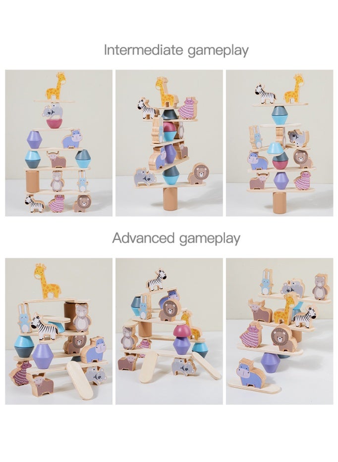 HALAMODO Wooden Animal Stacking Blocks Game | Premium Rubberwood Montessori Toy | Toddler Balancing Skill Development | For 1-3 Years Old Kids | Safe Rounded Edges Design | Color Recognition & Hand-Eye Coordination | Non-Toxic Water-Based Paint | Perfect Gift For Birthday/Children's Day - Image 4