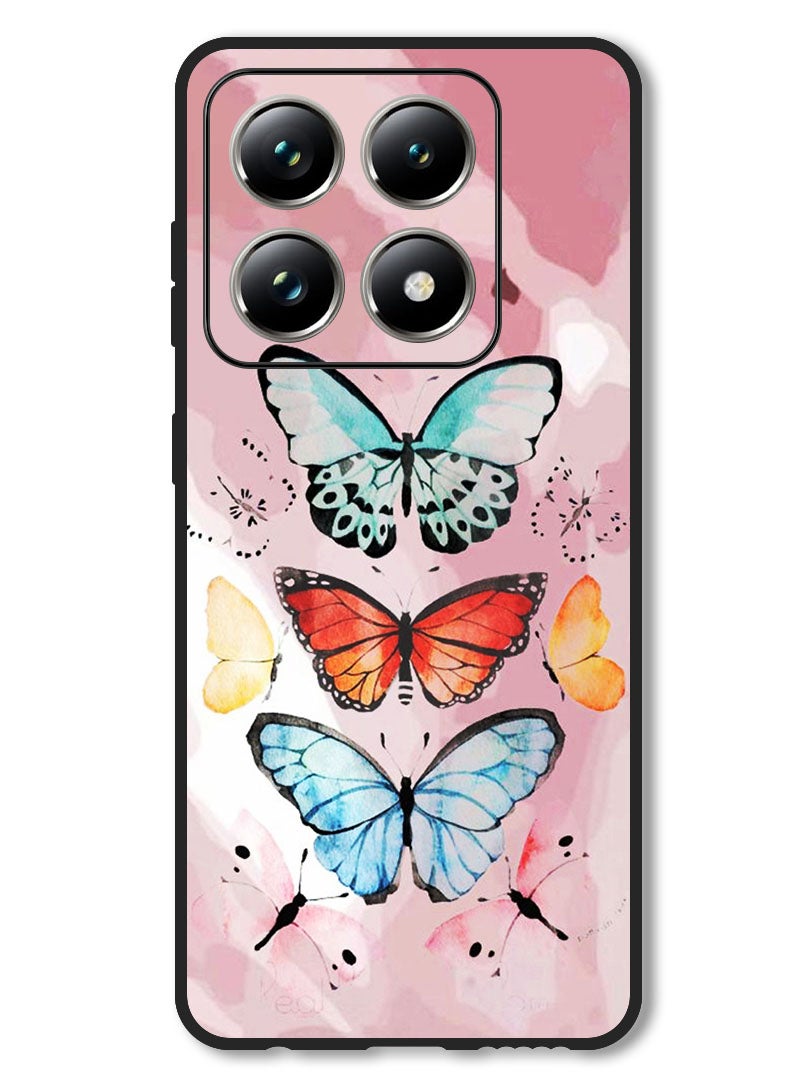Theodor Case Compatible with Xiaomi 14T Pro Protection Shockproof Bumper Cover Butterflies (2) - Image 1