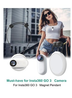 Anmi Magnetic Pendant Holder for Insta 360 GO 3 Action Camera (White)  - Image 2