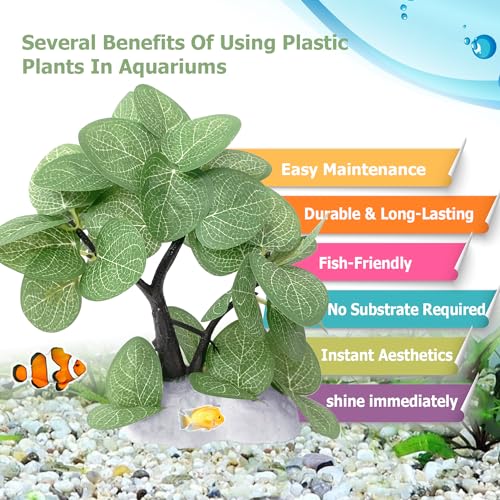 Smiling Pets Aquarium Plants Betta Fish Tank Decorations Ornament Small Size Soft Faux Silk Aquarium Plant for Hiding Fish Reptil Green Plant 1 Pcs - Image 3