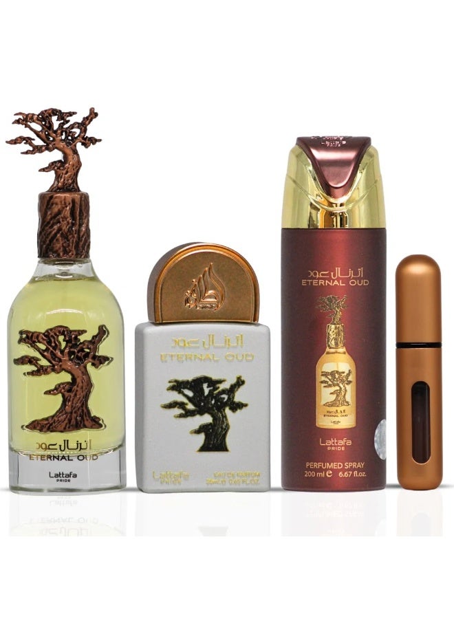 Lattafa PRIDE GIFTSET Eternal Oud | Set 3-Piece (Edp 100ml + Edp 20ml + Deodorant 200ml) - Image 2