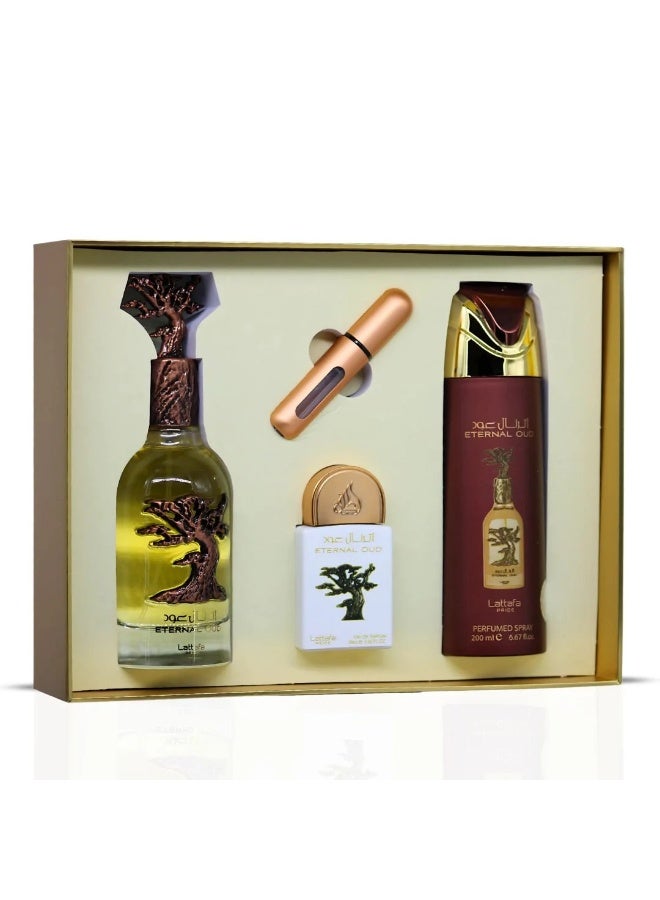 Lattafa PRIDE GIFTSET Eternal Oud | Set 3-Piece (Edp 100ml + Edp 20ml + Deodorant 200ml) - Image 3