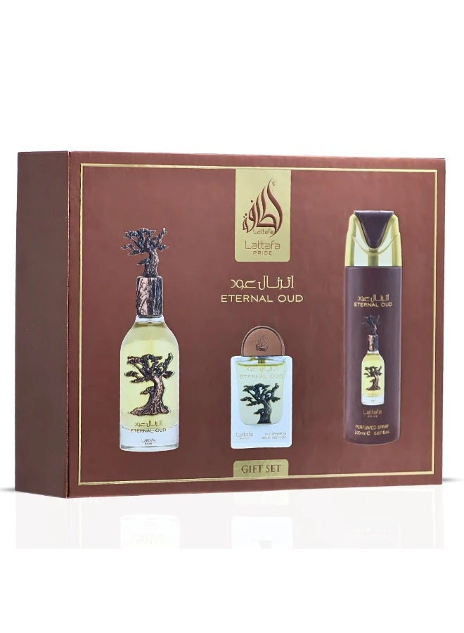 Lattafa PRIDE GIFTSET Eternal Oud | Set 3-Piece (Edp 100ml + Edp 20ml + Deodorant 200ml) - Image 4