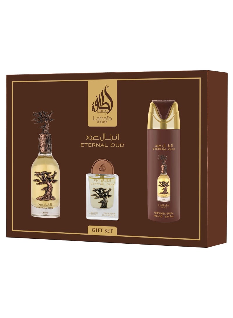 Lattafa PRIDE GIFTSET Eternal Oud | Set 3-Piece (Edp 100ml + Edp 20ml + Deodorant 200ml) - Image 5