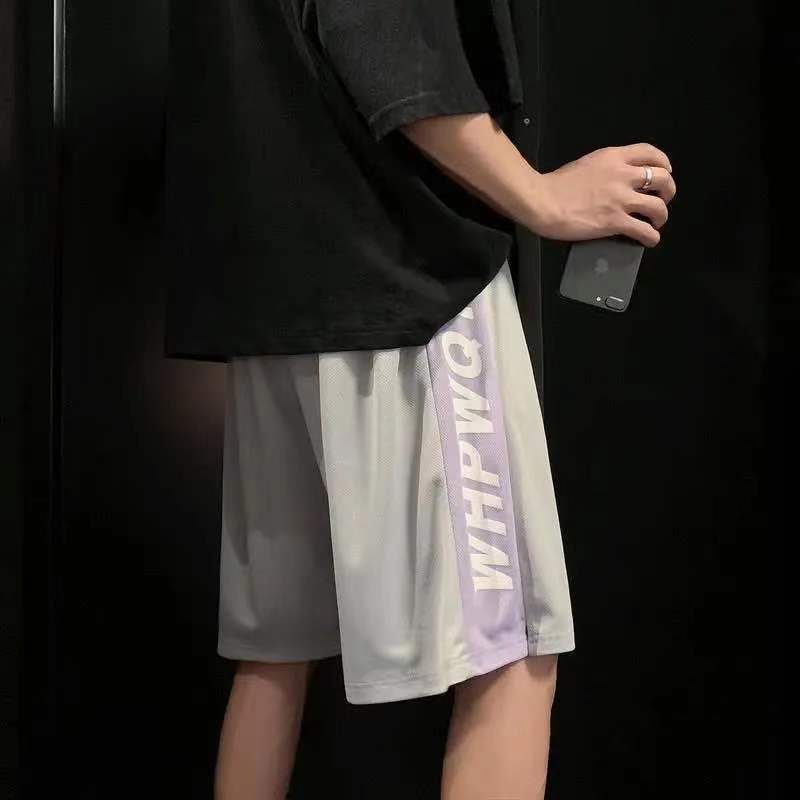 Summer New Ice Silk Shorts Mens Trendy Five-Point Pants Korean Style Loose Basketball Sports Pants Thin Beach Pants Black thin shorts - Image 3