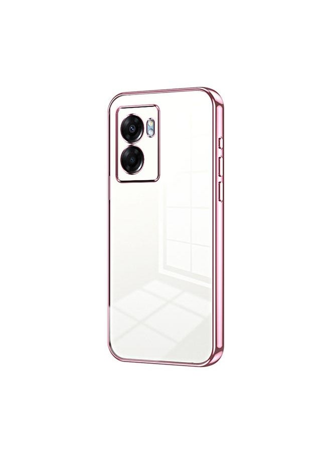 Zaboon - For OPPO A57 5G Transparent Plating Fine Hole Phone Case(Pink) - Image 1