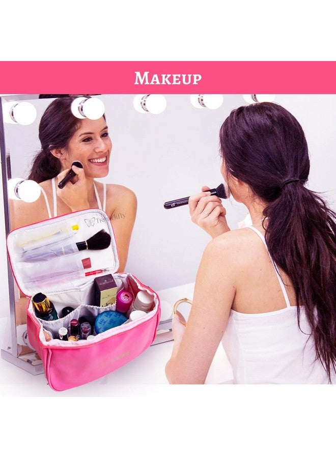 Trendifly Elegant Travel Makeup Bag for Women Girls | Cosmetic Makeup Brush Case Organiser for Girls Travel Toiletry and Lingerie Storage Organiser Pouch | Makeup Travel Essential (Pink) - Image 3