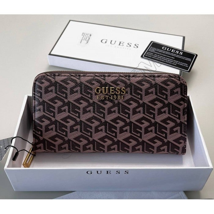 جيست محفظة نسائية كبيرة بسحاب حولها بتصميم شعار سيلستي لوريل باللون البني - Image 1