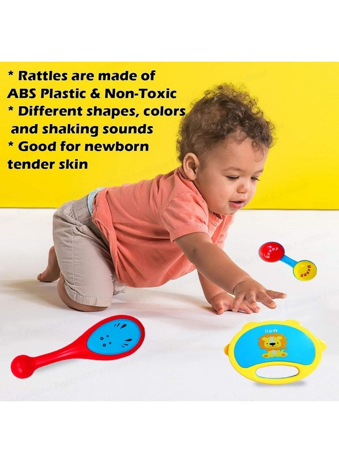 FunBlast Rattles Toys for Babies- Pack of 3 Pcs Shaking, Rattle & Dumbbell Rattle Toy for Kids, Sound Rattle Toy for New Born Baby, Early Development Toys for 3+ Months Babies - Random Color - Image 4