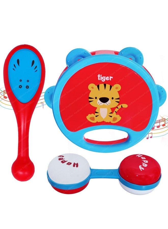 FunBlast Rattles Toys for Babies- Pack of 3 Pcs Shaking, Rattle & Dumbbell Rattle Toy for Kids, Sound Rattle Toy for New Born Baby, Early Development Toys for 3+ Months Babies - Random Color - Image 1