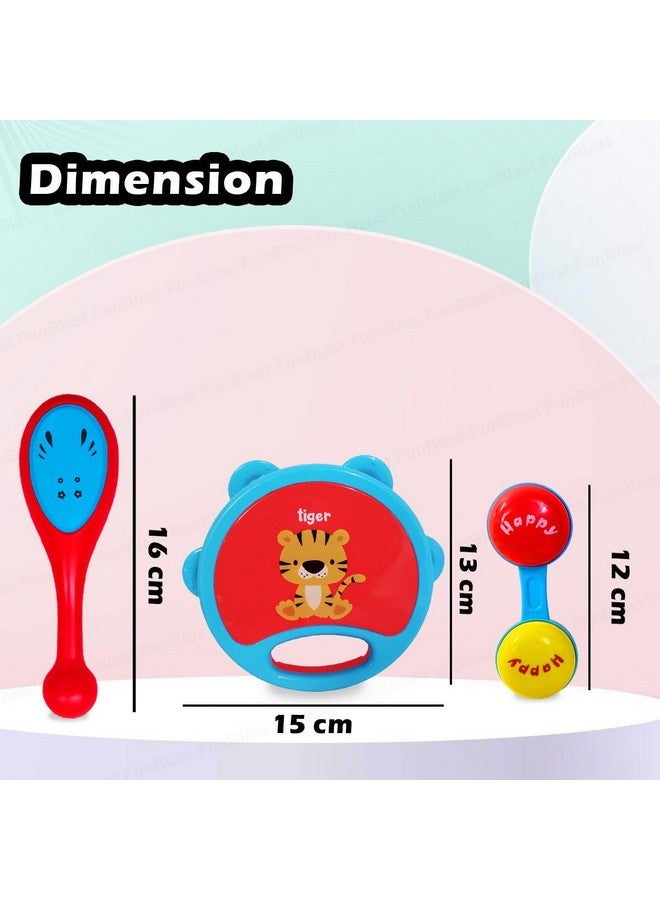 FunBlast Rattles Toys for Babies- Pack of 3 Pcs Shaking, Rattle & Dumbbell Rattle Toy for Kids, Sound Rattle Toy for New Born Baby, Early Development Toys for 3+ Months Babies - Random Color - Image 3