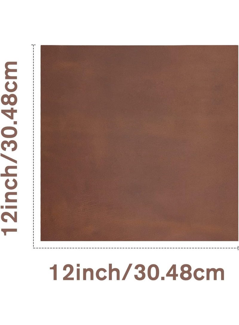 Genuine Leather Tooling Square 1.8-2.0MM Thick Genuine Top Full Grain Oil Tan Crazy Horse Cowhide Leather Sheets for Crafts Tooling Sewing Wallet Earring Hobby (Dark Brown, 12"x12") - Image 2