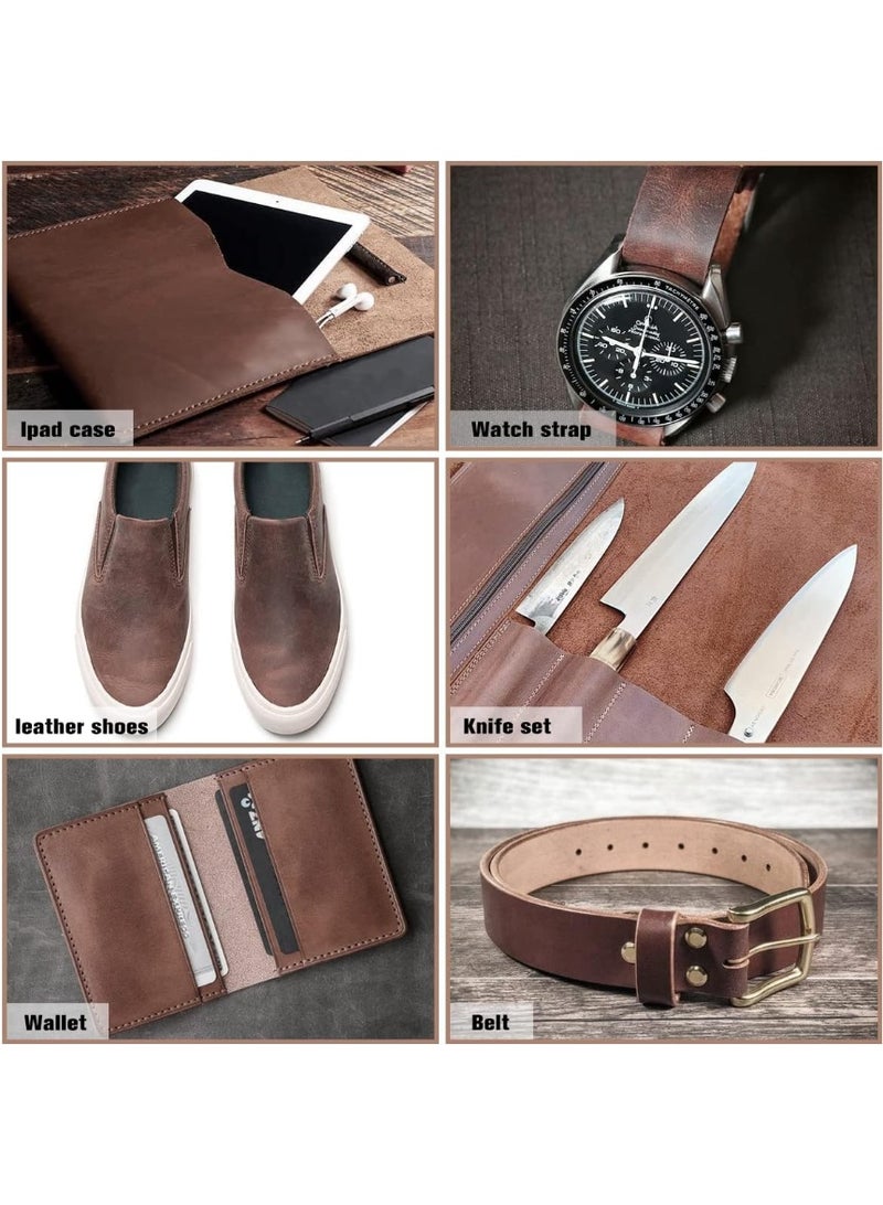 Genuine Leather Tooling Square 1.8-2.0MM Thick Genuine Top Full Grain Oil Tan Crazy Horse Cowhide Leather Sheets for Crafts Tooling Sewing Wallet Earring Hobby (Dark Brown, 12"x12") - Image 4