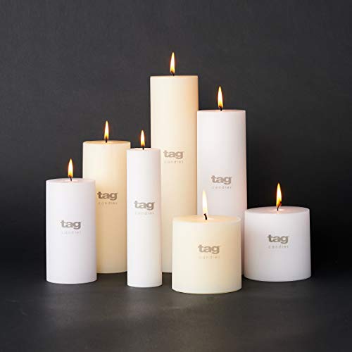 TAG Chapel 3X12 White Pillar Paraffin Wax Candle Unscented Drip-Free Long Burning 175 Hours for Home Decor Wedding Parties Dining Dinner Kitchen Table Tabletop Living Room End Table Decor Decoration - Image 4