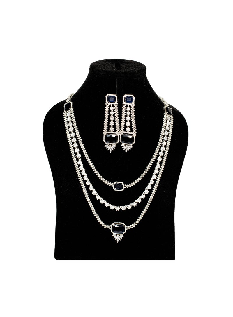 BIYANI JEWELS Three Layer American Diamond Necklace set - Image 2