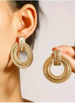 Shein 1 Pair Exaggerated Circle Metal Earrings, Suitable For Women's Casual Daily Wear  - Image 1