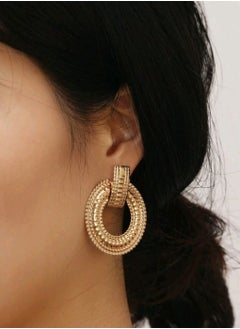 Shein 1 Pair Exaggerated Circle Metal Earrings, Suitable For Women's Casual Daily Wear  - Image 2