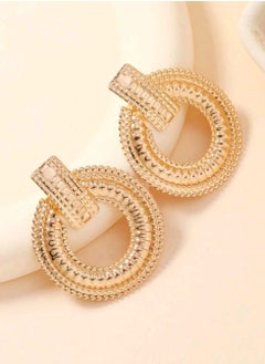 Shein 1 Pair Exaggerated Circle Metal Earrings, Suitable For Women's Casual Daily Wear  - Image 3