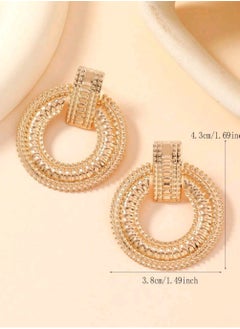 Shein 1 Pair Exaggerated Circle Metal Earrings, Suitable For Women's Casual Daily Wear  - Image 4